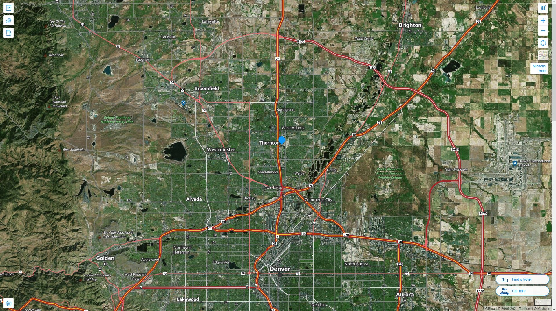 Thornton Colorado Highway and Road Map with Satellite View